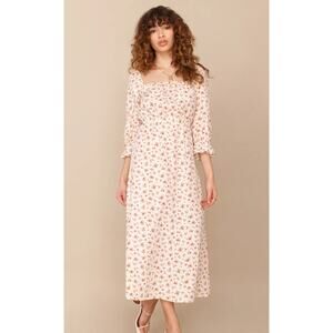 Reformation Karly Floral Maxi‎ Dress in Colette Women XS Puff Sleeve Square Neck